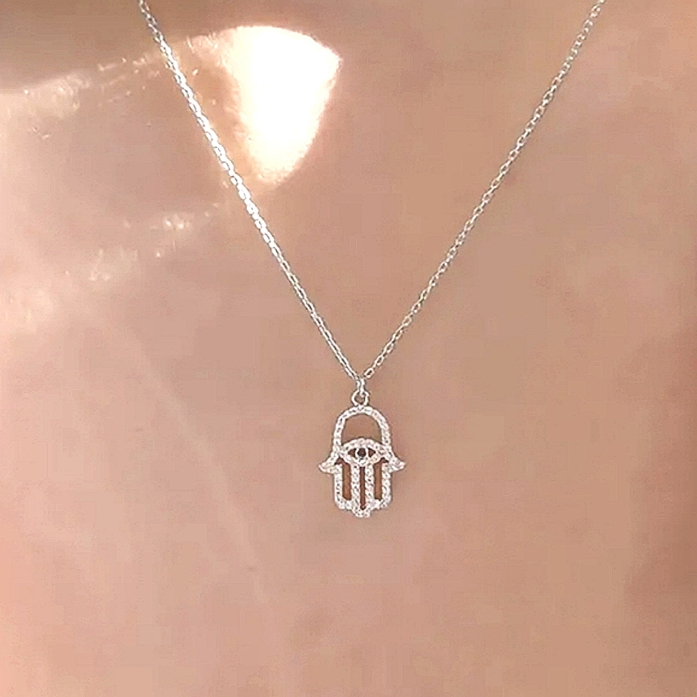 Cute Silver Hamsa Necklace
